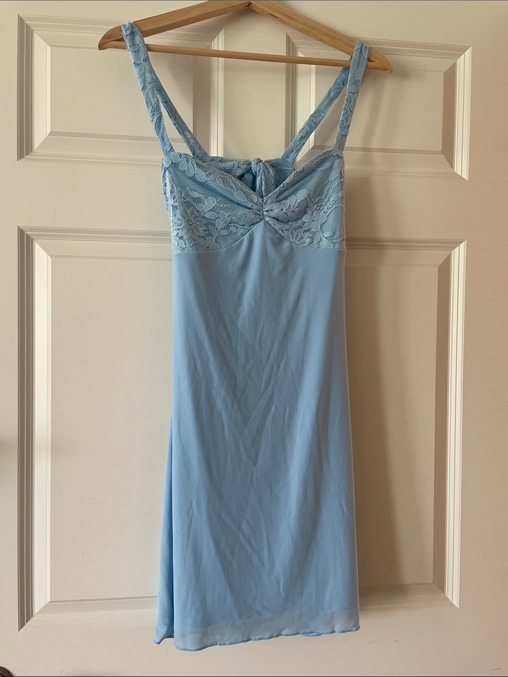 Light Blue Lace-Trim Slip Dress - Women's Chemise